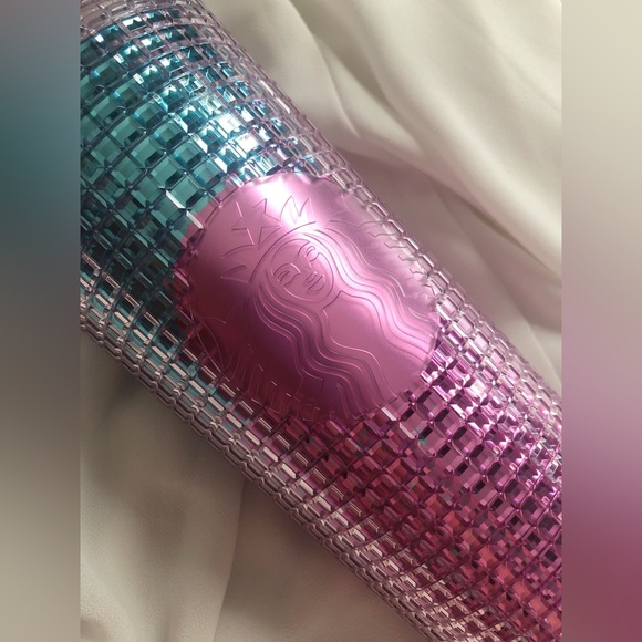Starbucks 2021 Summer Pink and Blue Grid Kaleidoscope 24 oz Venti Tumbler - Picture 2 of 4